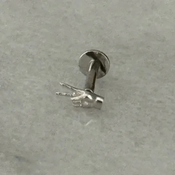 COPY - Sterling Silver Tiny Micro Small Peace Sign Finger Cartilage Earring
B… - Picture 2 of 4